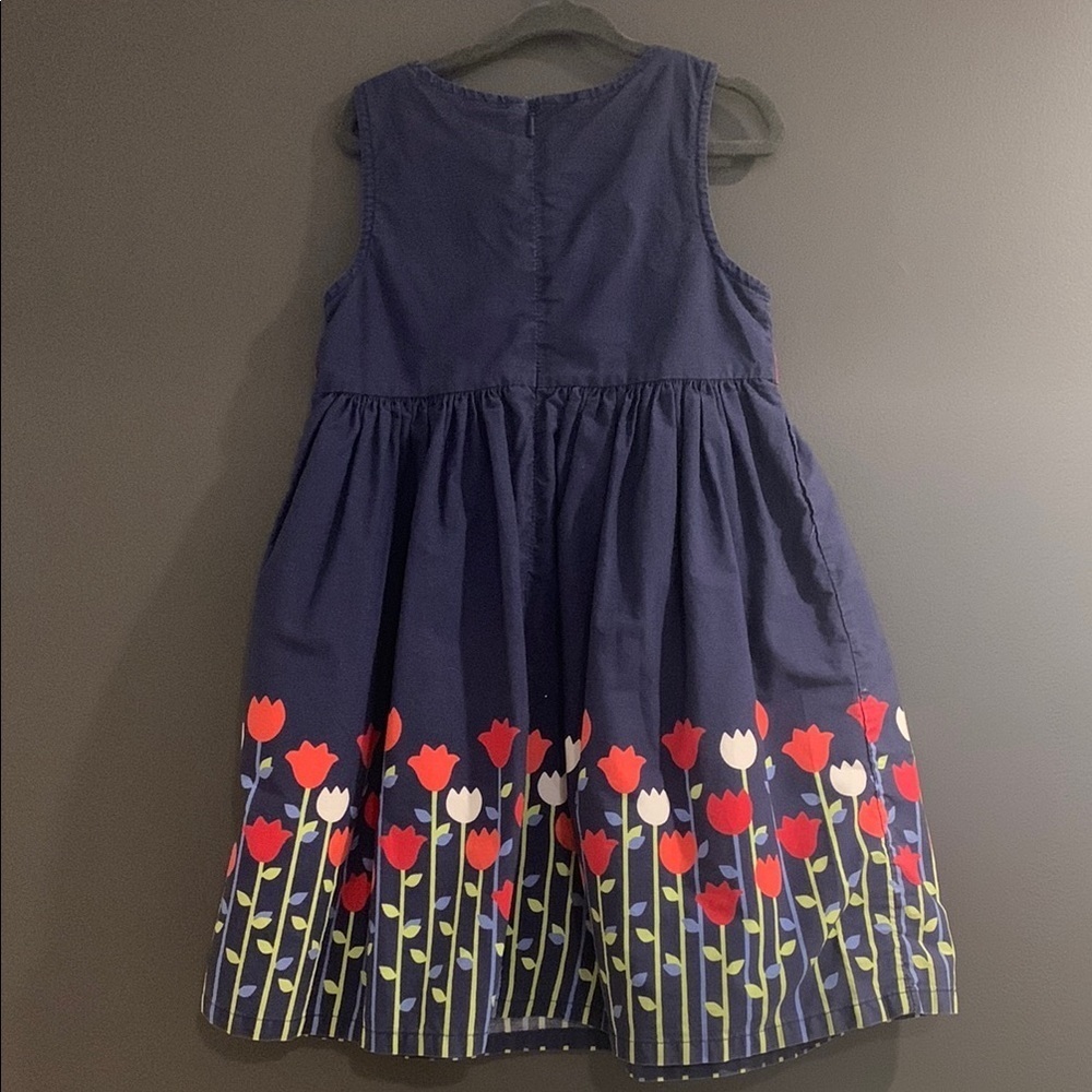Gymboree Navy Blue Kids Dress with Red Floral Design size 5 - Picture 3 of 5